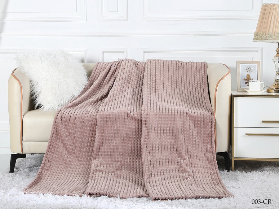 Плед Cleo "Carre"  велсофт полуторный 150*200 (150/003-CR, Клетка, Бежевый)