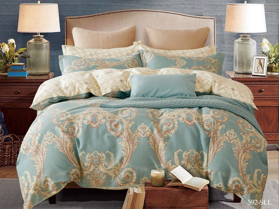 КПБ Cleo сатин набивной "Satin euro max" двуспальный 175*215*1 200*220*1(±5) 50*70*2(±2) (22/592-SLL, Узоры, Мультиколор)