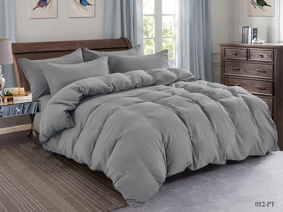 КПБ CL HOME микросатин "Pastel Symphony" полуторный 150*210*1 160*230*1(±5) 70*70*2 в ПВХ (15/012-PT, Однотонное, Серый)