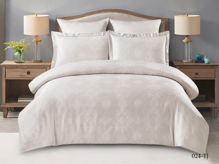 КПБ Cleo "Tencel Jacquard" двуспальный 180*210 230*250*1(±5) 50*70+5*2(±2) 70*70*2(±2) (21/024-TJ, Узоры, Серый)