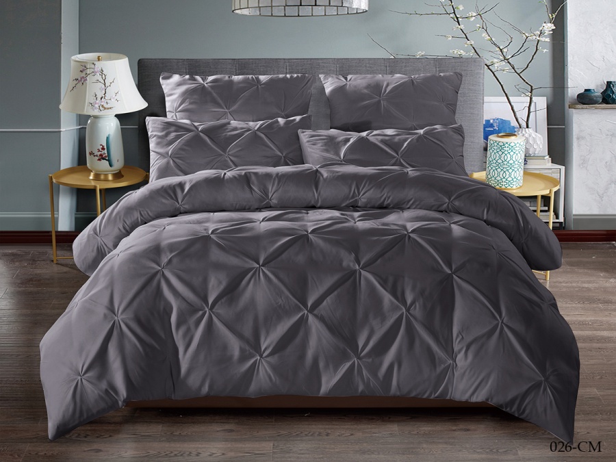 КПБ Cleo микросатин "Casa Mare" двуспальный 180*215*1 180*200*25(±5) 50*70*2(±2)70*70*2(±) в коробке (21/026-CM, Однотонное, Серый)