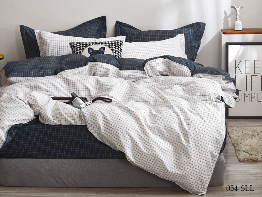 КПБ Cleo сатин набивной "Satin euro max" двуспальный 175*215*1 230*240*1(±5) 50*70*2(±2) (24/054-SLL, Клетка, Мультиколор)