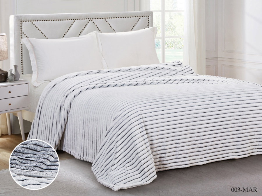 Плед Cleo "Marmari" велсофт двуспальный 180*200 (180/003-MAR, Полоска, Черный)