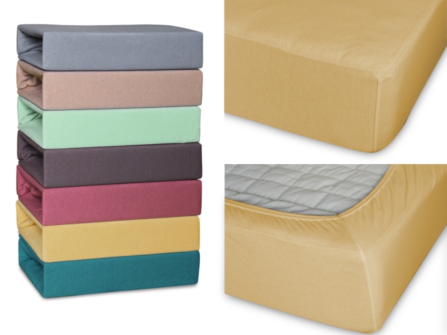 Простыня Cleo трикотажная на резинке (горчица)