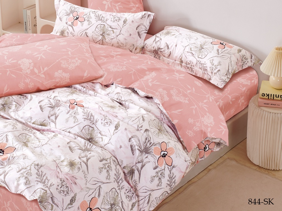 КПБ Cleo сатин набивной "Satin de Luxe" дуэт 150*210*2 230*250*1(±5) 50*70+5*2 70*70*2(±2) (41/844-SK, Растения, Мультиколор)