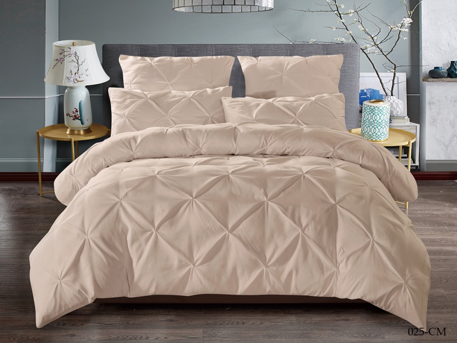 КПБ Cleo микросатин "Casa Mare" двуспальный 180*215*1 180*200*25(±5) 50*70*2(±2)70*70*2(±) в коробке (21/025-CM, Однотонное, Бежевый)