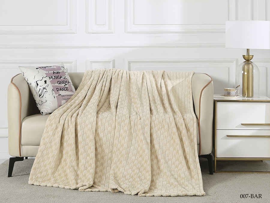 Плед CL HOME "Bars" велсофт полуторный 150*200 в атласной ленте (150/007-BAR/LA, Оригинальное, Бежевый)
