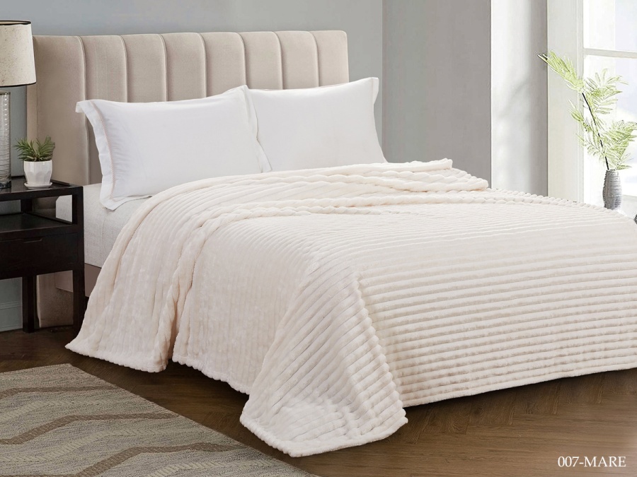 Плед CL HOME "Marmari" велсофт двуспальный 180*200 MARE (CH180/007-MARE, Полоска, Молочный)