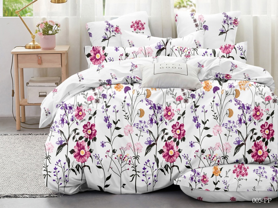 КПБ CL HOME Макопоплин "Mako Poplin" полуторный 145*215*1 150*220*1(±5) 70*70*2(±2) (15/005-PP, Растения, Мультиколор)