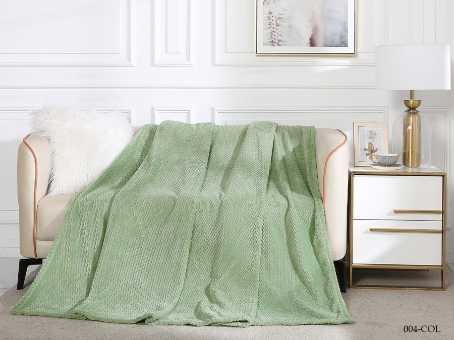 Плед CL HOME "Coletta" велсофт двуспальный 180*200 (180/004-COL, Оригинальное, Зеленый)
