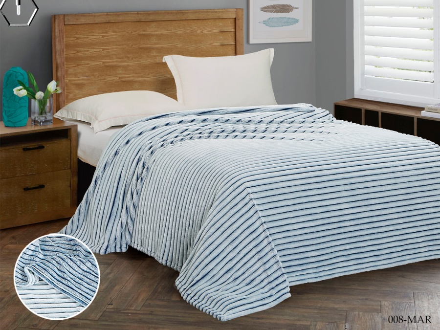 Плед Cleo "Marmari" велсофт полуторный 150*200 (150/008-MAR, Полоска, Синий)