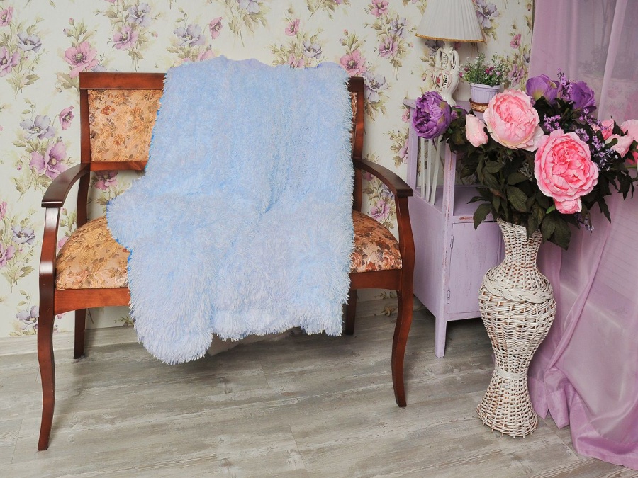 Плед Cleo конфетти мех (Голубой) 026-pv