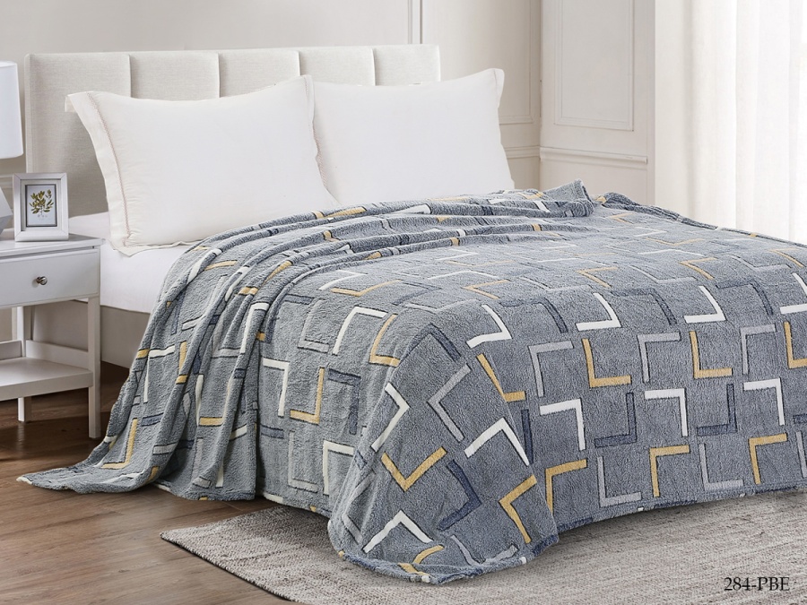 Плед Cleo "Bamboo" 190гр евро 200*220 микрофибра 100% в сумке ПВХ (200/284-pbe, Геометрия, Серый)