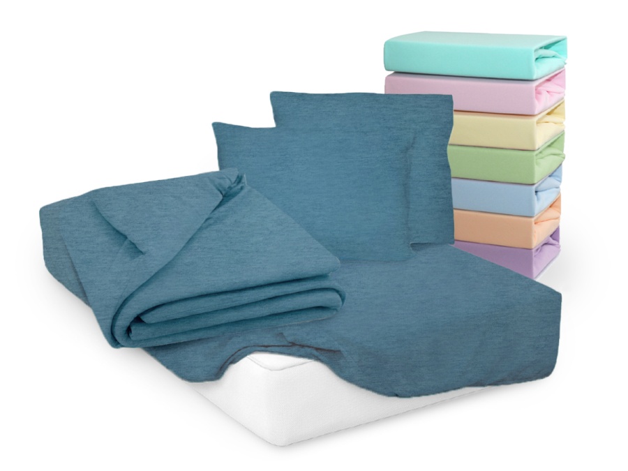 Пододеяльник трикотажный на молнии 172*205 (172/25, Однотонный, Морская волна меланж)