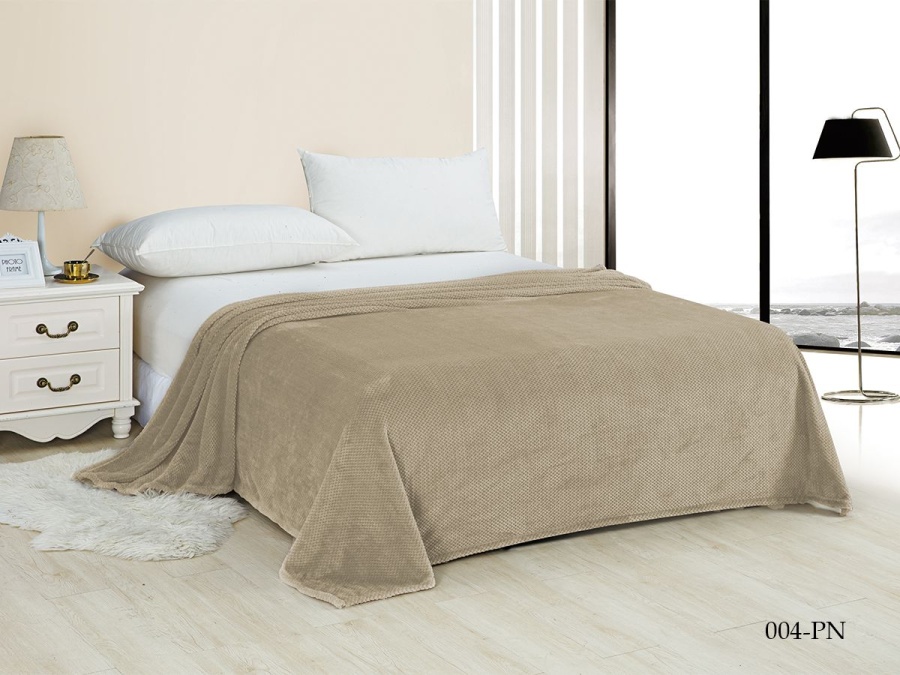 Плед CL HOME "Pinoli" велсофт евро 200*220 в атласной ленте  (200/004-PN/LA, Узоры, Бежевый)