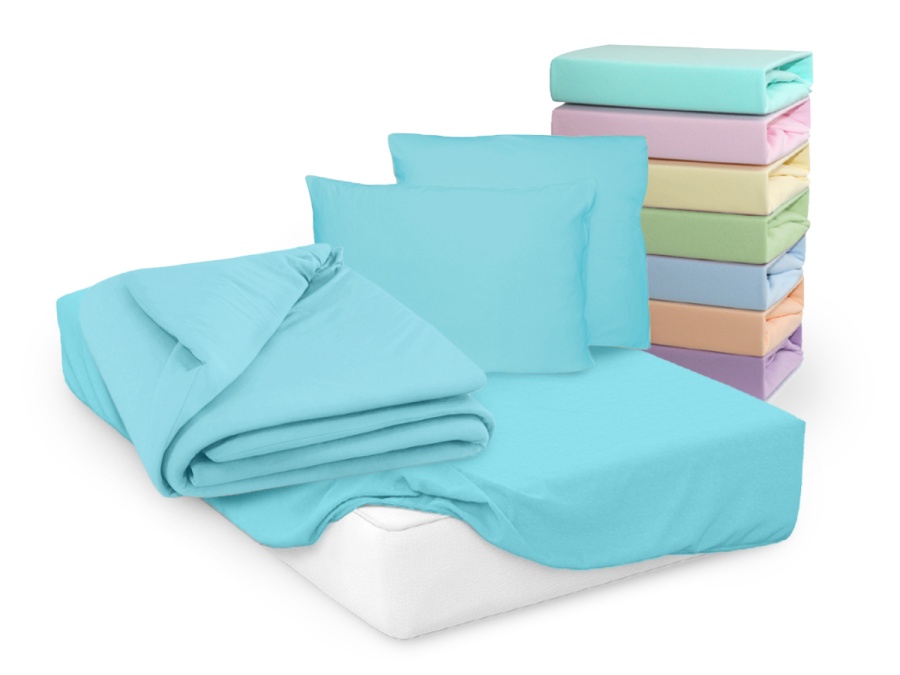 Простыня Cleo трикотажная на резинке 140*200*25 (14/12, Однотонный, Бирюза)