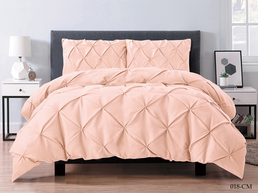 КПБ Cleo микросатин "Casa Mare" полуторный 150*215*1 150*200*25(±5) 50*70*2(±2) в коробке  (15/018-CM, Однотонное, Персиковый)