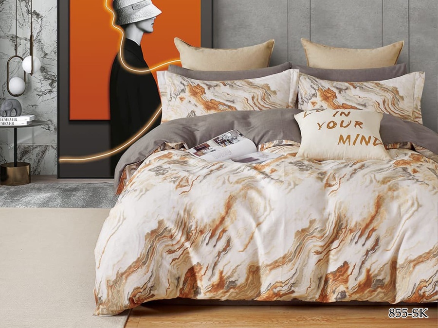 КПБ Cleo сатин набивной "Satin de Luxe" полуторный 150*210*1 160*230*1(±5) 70*70*2(±2) (15/855-SK, Оригинальное, Мультиколор)