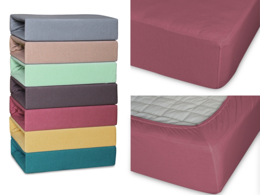 Простыня Cleo трикотажная на резинке (марсала)