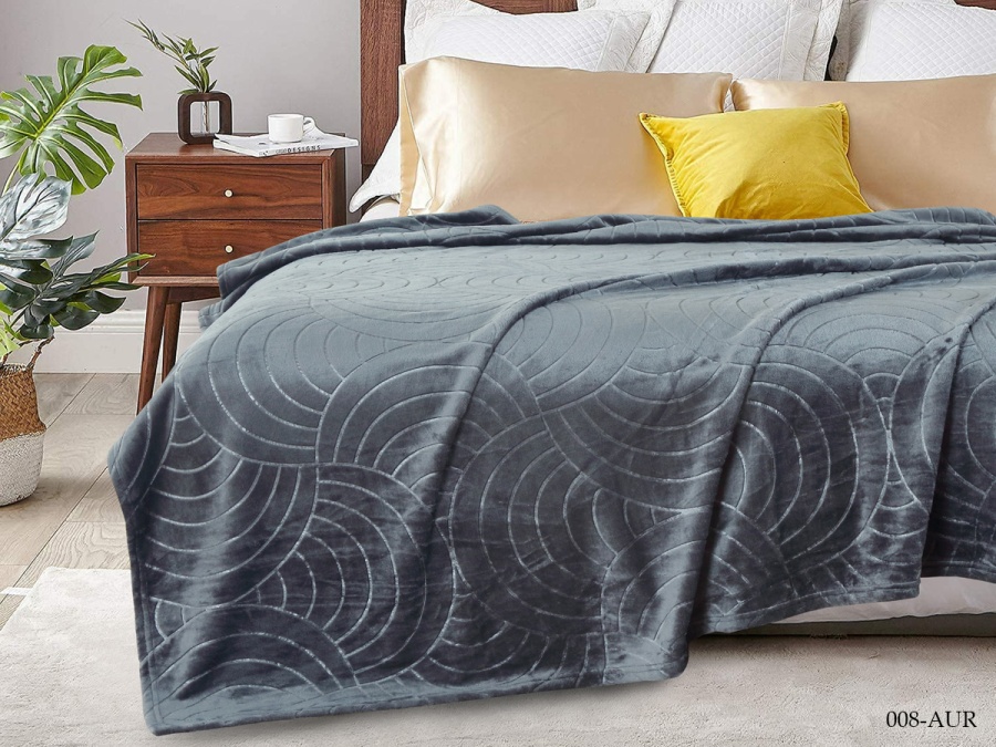 Плед Cleo "Aura" велсофт евро 200*220 (CL200/008-AUR, Узоры, Серый)