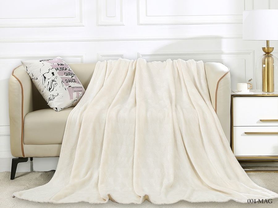Плед CL HOME "Magnolia" велсофт полуторный 150*200 (150/004-MAG, Узоры, Молочный)