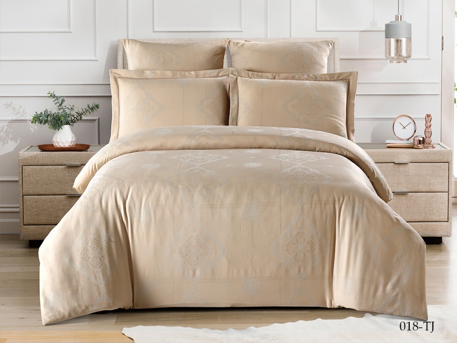 КПБ Cleo "Tencel Jacquard" дуэт 150*210*2 230*250*1(±5) 50*70+5*2(±2) 70*70*2(±2) (41/018-TJ, Узоры, Бежевый)