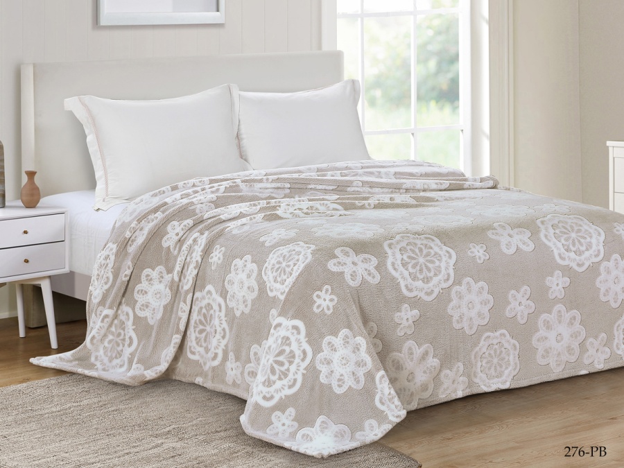 Плед Cleo "Bamboo" полуторный 150*200 микрофибра 100% (150/276-pb, Цветы, Бежевый)