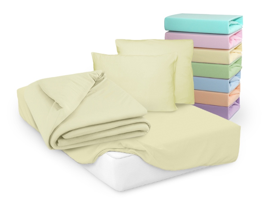 Простыня Cleo трикотажная на резинке 180*200*25 (18/05, Однотонный, Желтый)