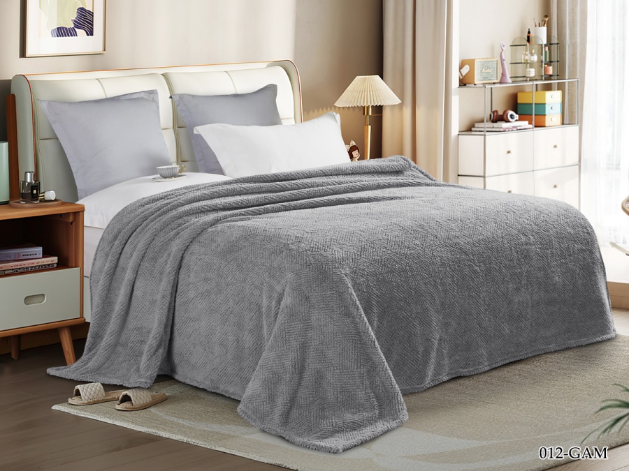 Плед Cleo "Gammi" велсофт двуспальный 180*200 (180/012-GAM, Оригинальное, Серый)