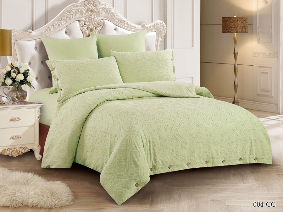 КПБ Cleo "Candy Cotton" двуспальный 180*210*1 230*250*1(±5) 50*70+7*2(±2) 70*70*2(±2)  (21/004-CC, Однотонное, Зеленый)