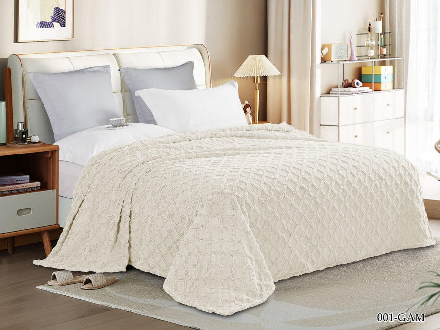 Плед Cleo "Gammi" велсофт полуторный 150*200 (150/001-GAM, Геометрия, Белый)