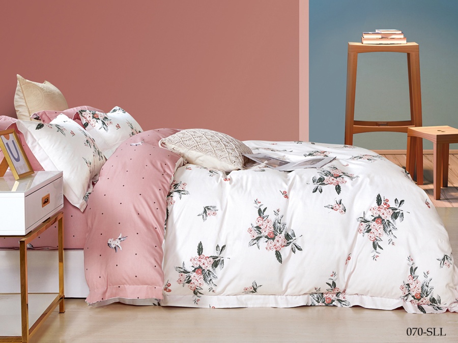 КПБ Cleo сатин набивной "Satin euro max" евро 200*220*1 230*240*1(±5)  50*70*2(±2) (32/070-SLL, Цветы, Мультиколор)